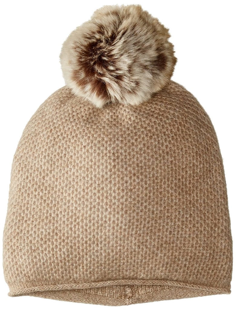 Sofia Cashmere Women's Honeycomb-Textured Hat with Faux-Fur Pom ($149)
