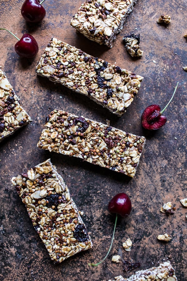 Cherry, Almond, and Cocoa Nib Chewy Granola Bars