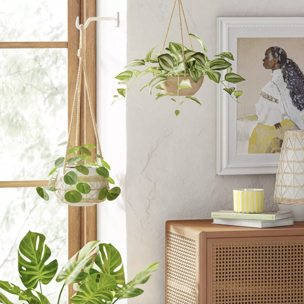 Rattan Ceramic Hanging Planter