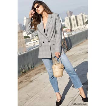 Forever 21 plaid blazer top