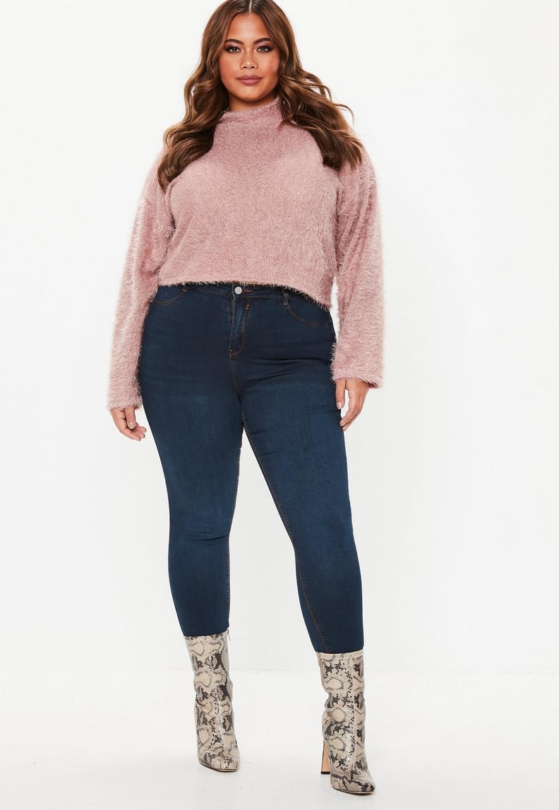 Missguided Pink Fluffy Cropped Sweater
