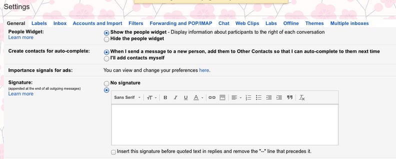 Step 3: Back in Gmail, Find the "Signature" Setting