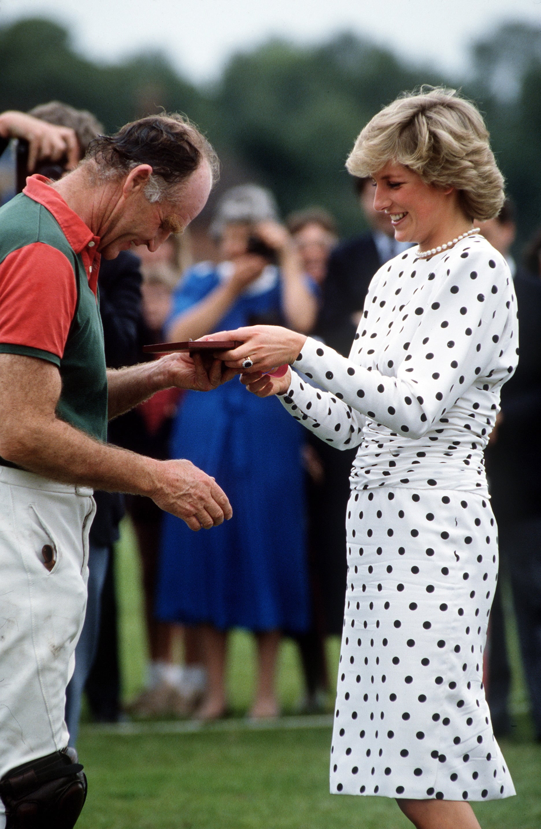 Diana wore Victor Edelstein white with black spots at the polo in | Kate Middleton and Princess Diana's Twinning Style Moments Might Just Blow Your Mind | POPSUGAR Fashion Photo 26