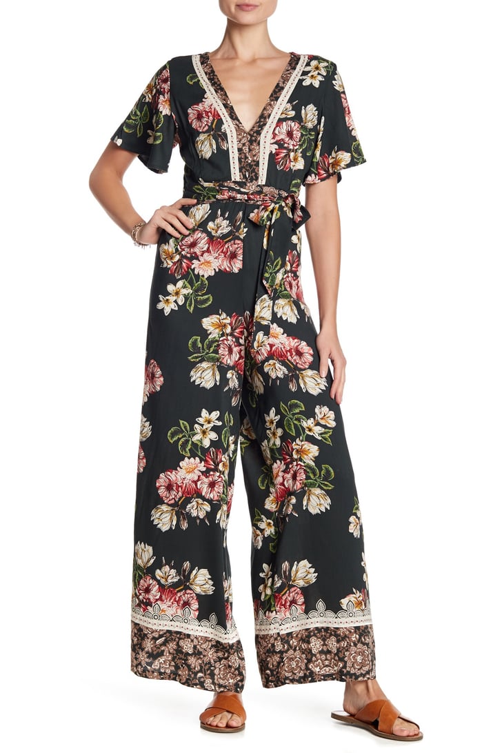 Angie Floral Back Cutout Jumpsuit 