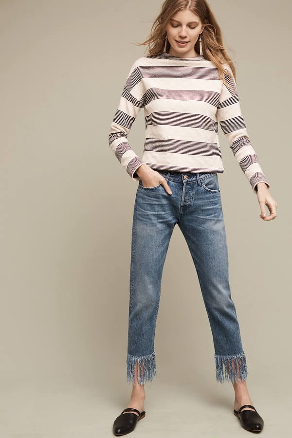 cropped fringe jeans