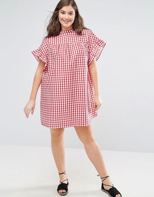 red gingham smock dress