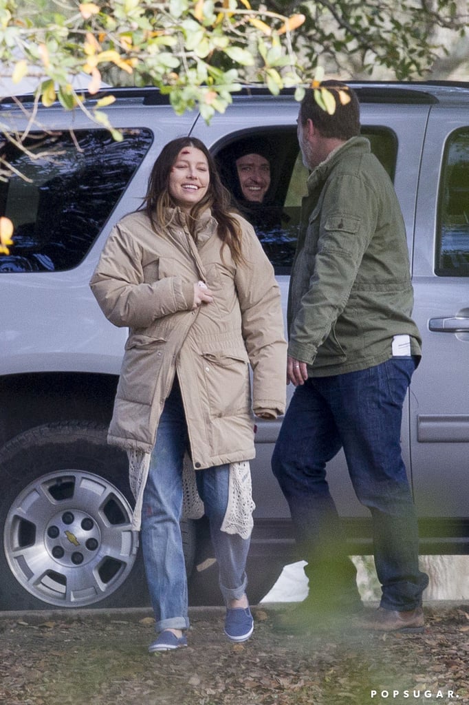 Justin Timberlake Visits Pregnant Jessica Biel on Movie Set