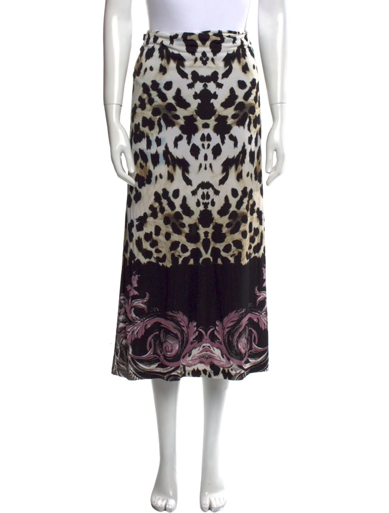 Vintage Roberto Cavalli Animal Print Midi Length Skirt