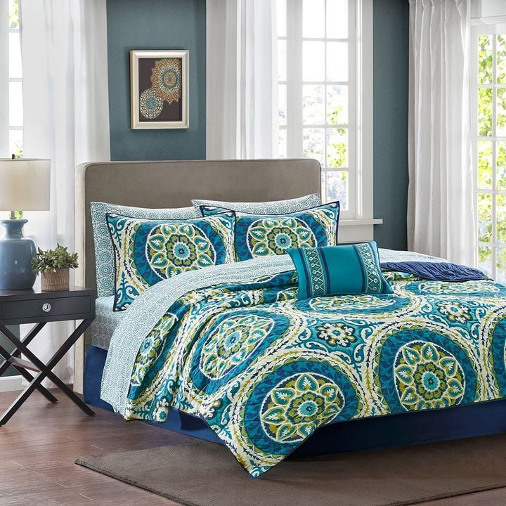Madison Park Essentials Odisha Coverlet Set (220) Aqua Blue Decor