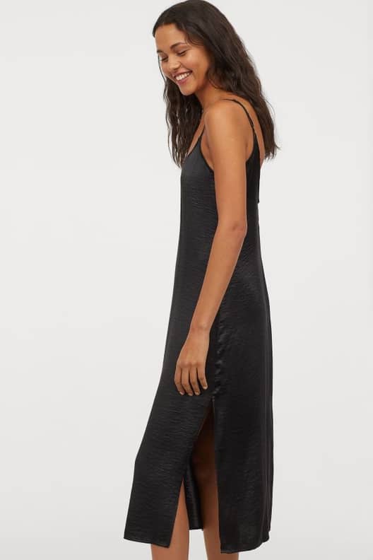 Silk dress and sneakers on sale