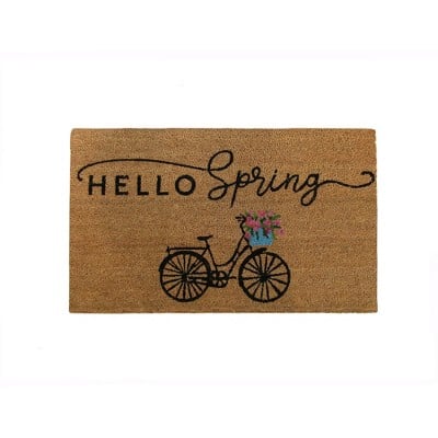 Elrene Home Fashions Farmhouse Living Hello Spring Bike Coir Doormat - 18" x 30"
