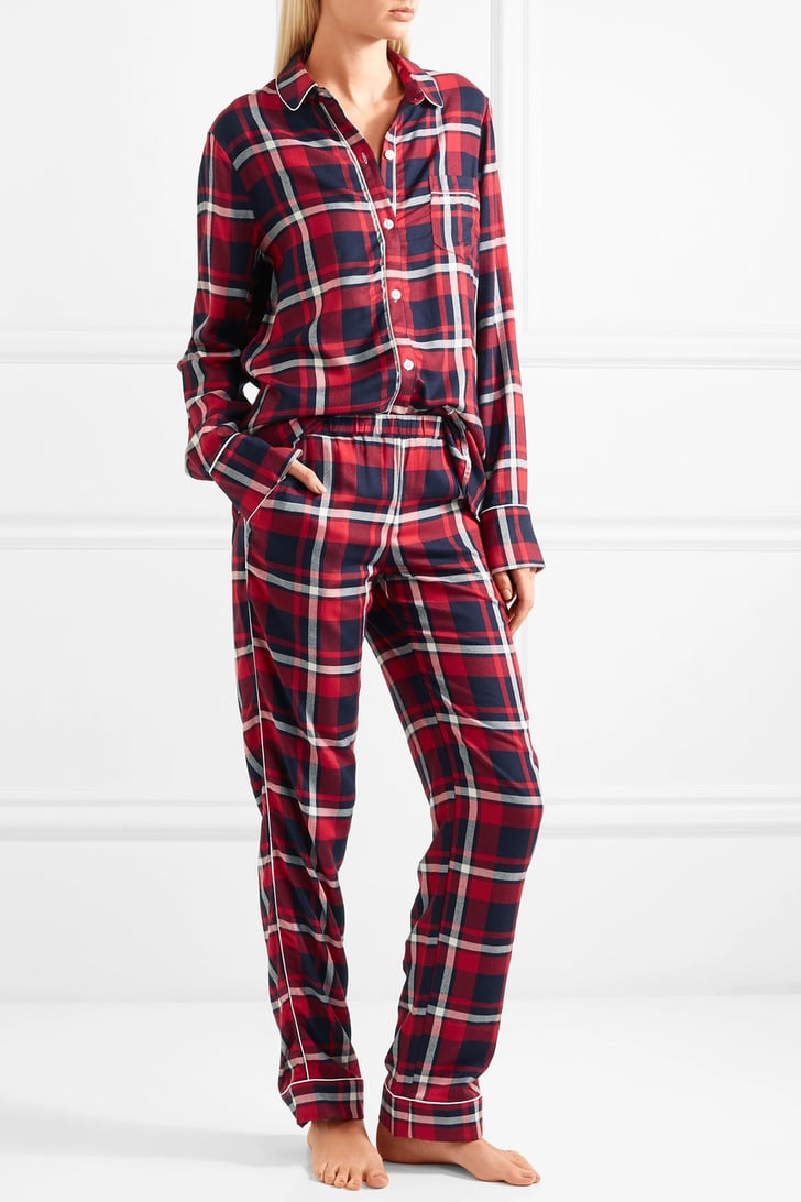 Three J NYC Checked Cotton-Flannel Pajama Set | Jennifer Lopez and Alex ...
