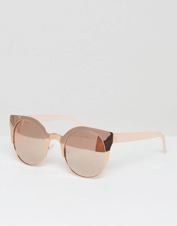 Asos Half Kitten Metal Sunglasses With Rose Gold Flash Lens