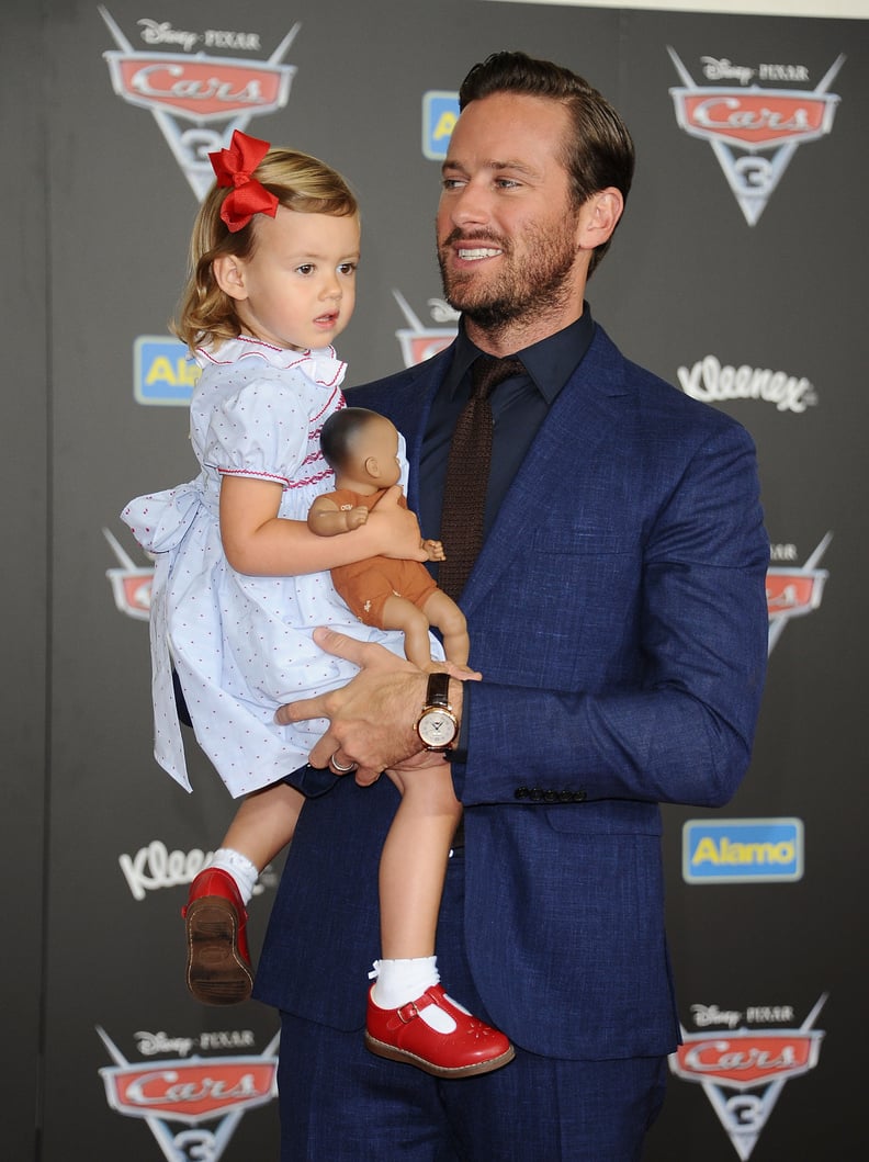 ANAHEIM, CA - JUNE 10:  Actor Armie Hammer and daughter Harper Hammer attend the premiere of 