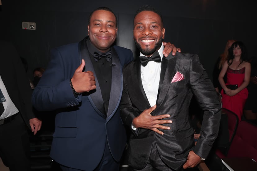 Kenan Thompson and Kel Mitchell backstage at the 74th Annual Primetime Emmy Awards.
