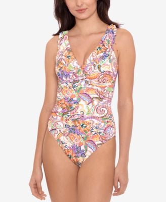 Lauren by Ralph Lauren Majestic Paisley Ruffled One-Piece Swimsuit