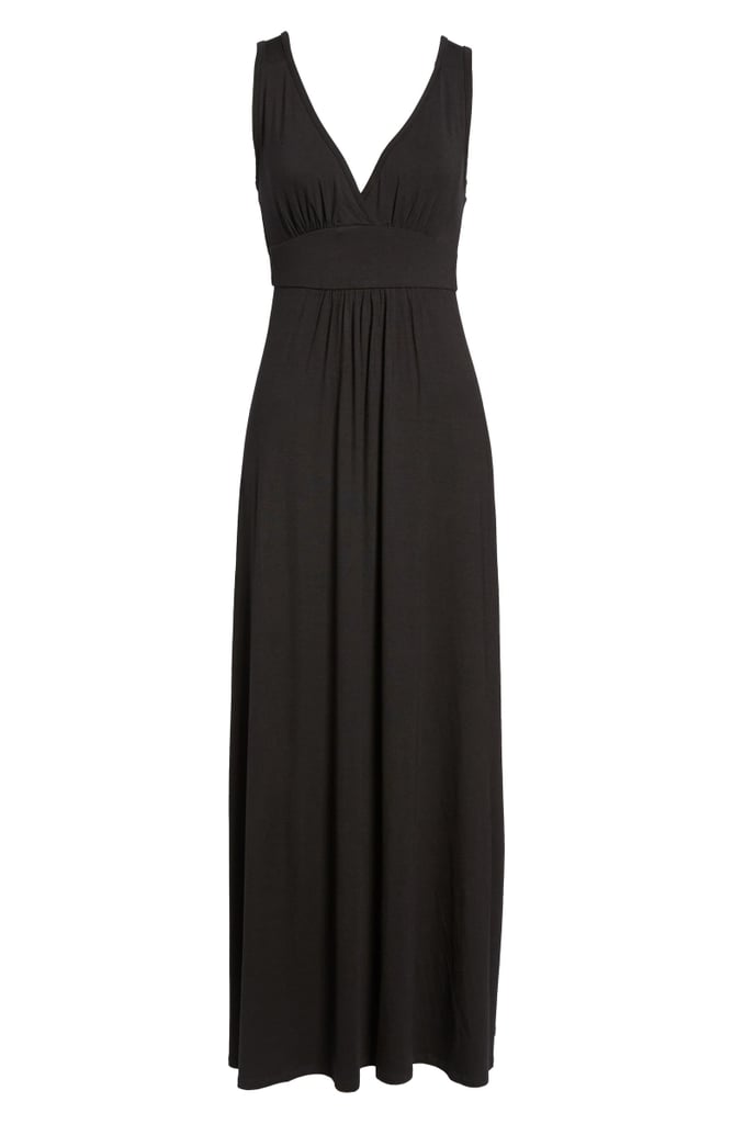 Loveappella V-Neck Jersey Maxi Dress