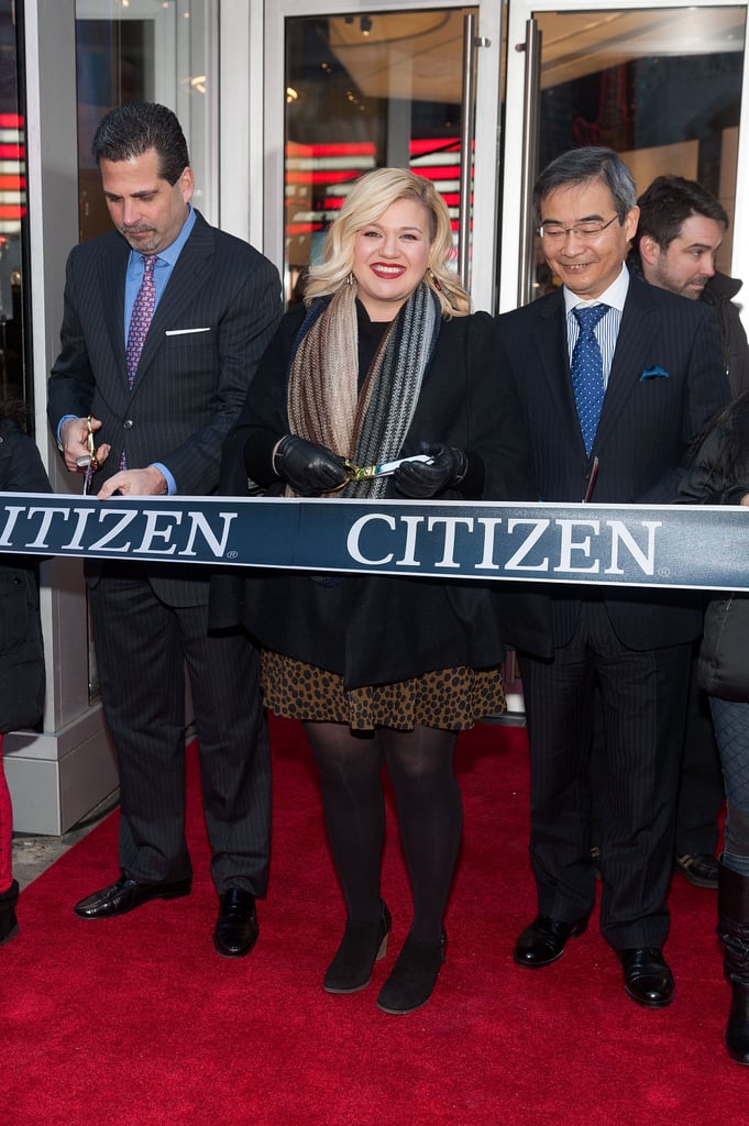 Kelly Clarkson cut the ribbon at the opening of the Citizen watch store in NYC on Wednesday.