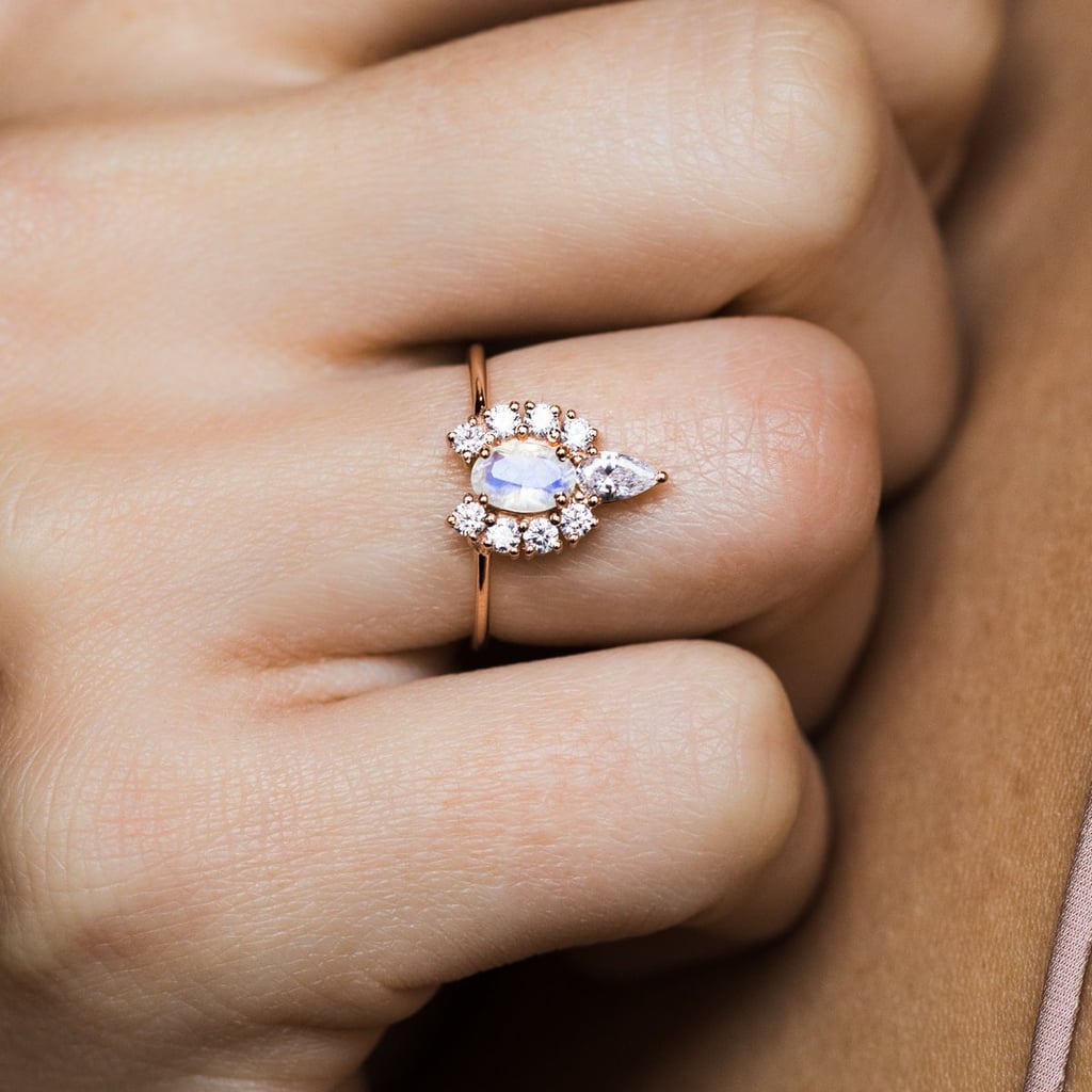Moonstone ring set gold vintage round cut moonstone engagement ring fi –  WILLWORK JEWELRY