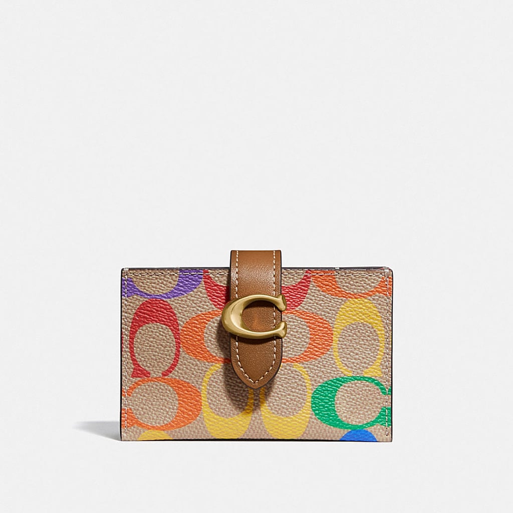 Coach Accordion Card Case in Rainbow Signature Canvas