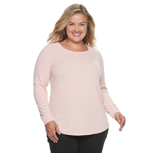 Evri Plus Size Shirred Raglan Top