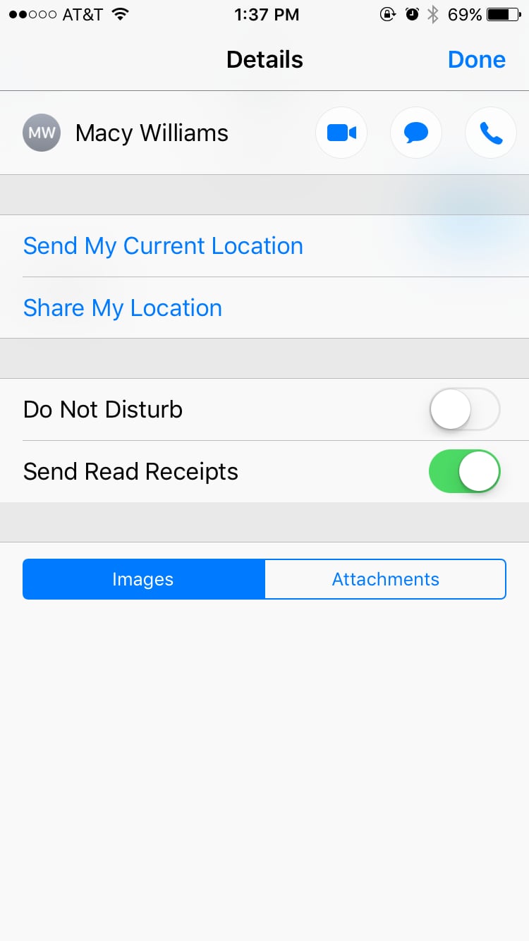 Turn on read receipts for certain people.