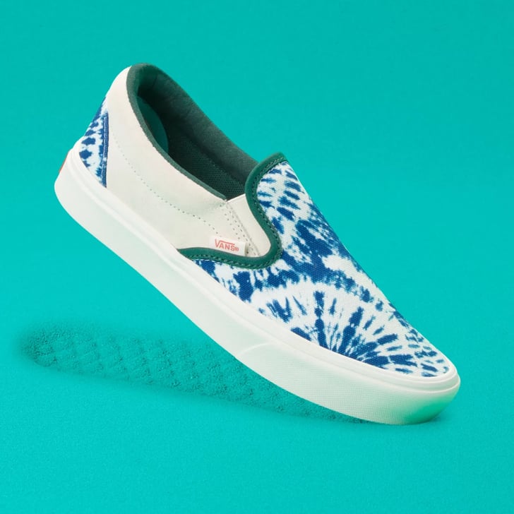 blue and white tie dye vans