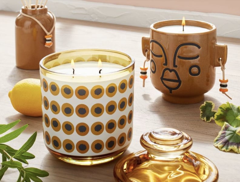 Lemon Verbena and Geranium Ceramic Face Candle Yellow - Opalhouse designed with Jungalow