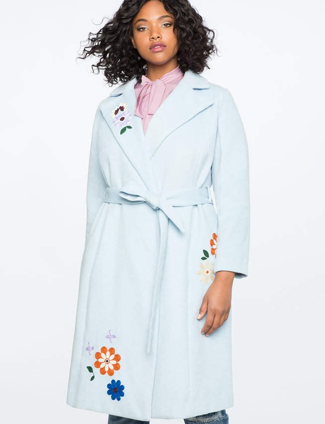 ELOQUII Embroidered Robe Coat