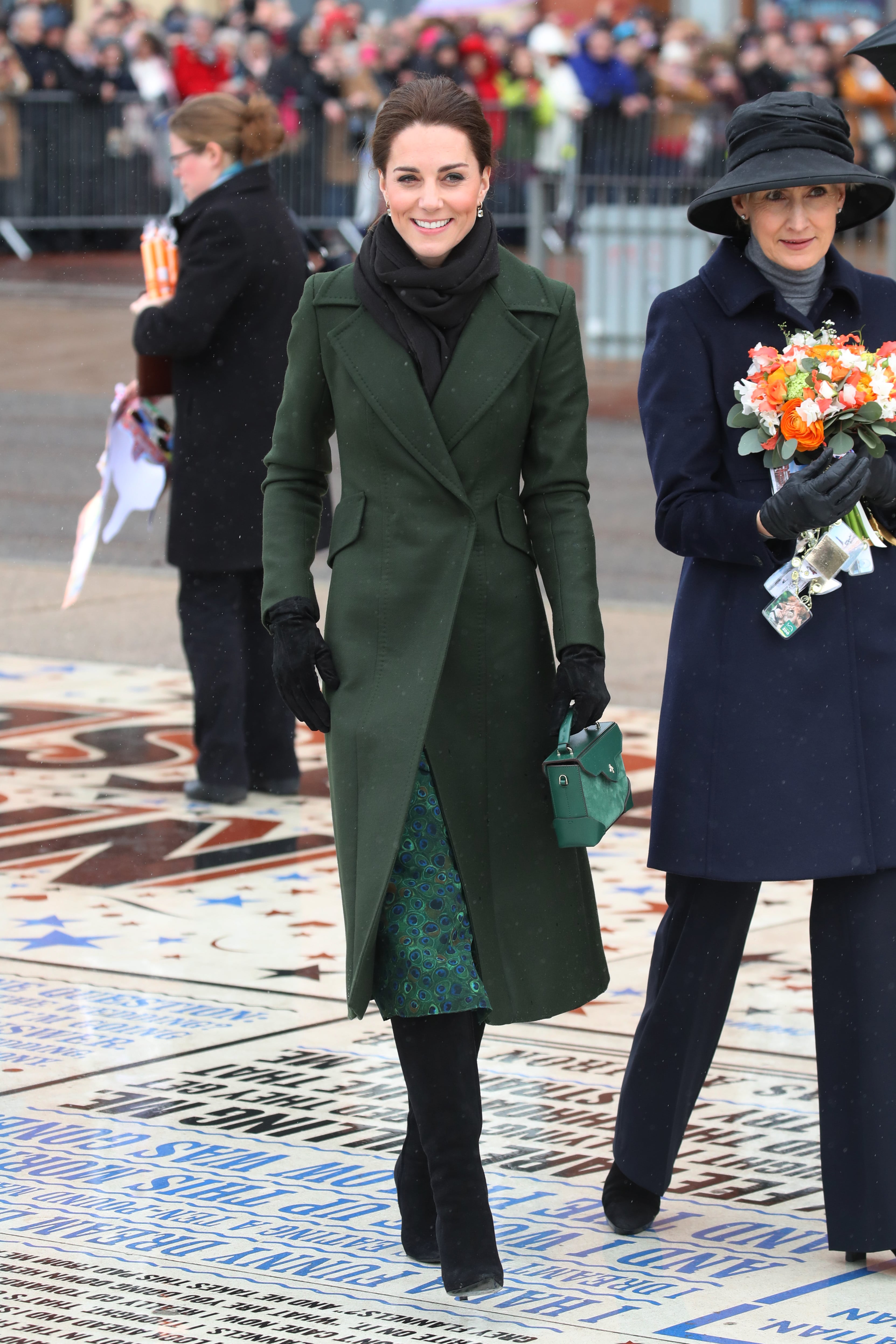 Kate Middleton s Green Sportmax Coat Blackpool March 2019 POPSUGAR Fashion