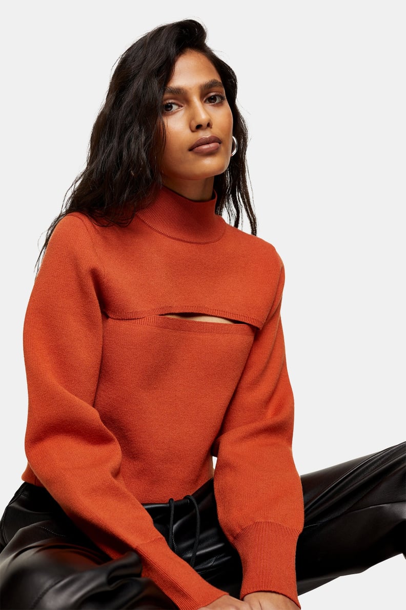 Spliced-Front Knitted Sweatshirt