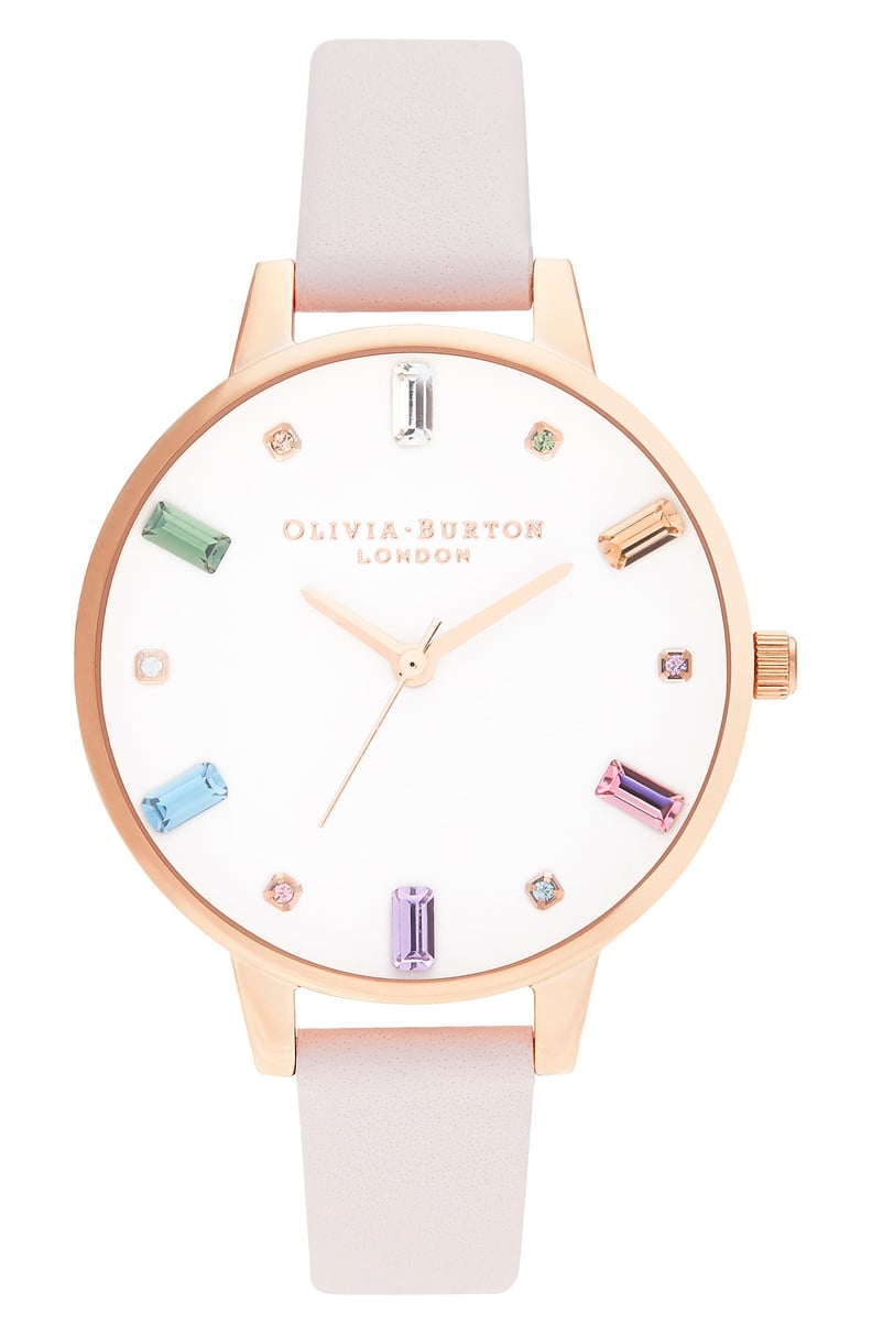 Olivia Burton Rainbow Stone Leather Strap Watch
