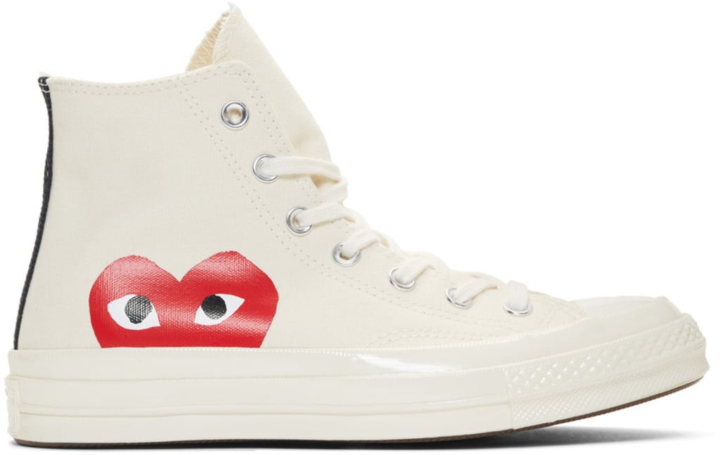 white chucks with red heart