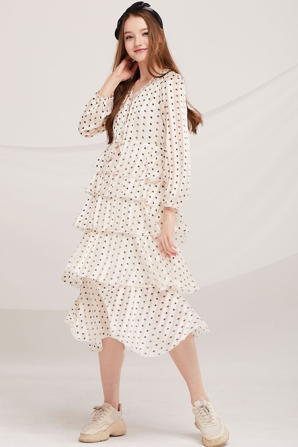 zara ruffled polka dot dress