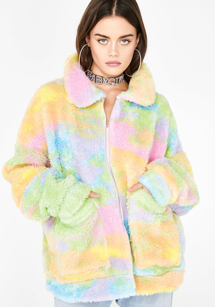 Dolls Kill Jaded London Rainbow Fleece Jacket