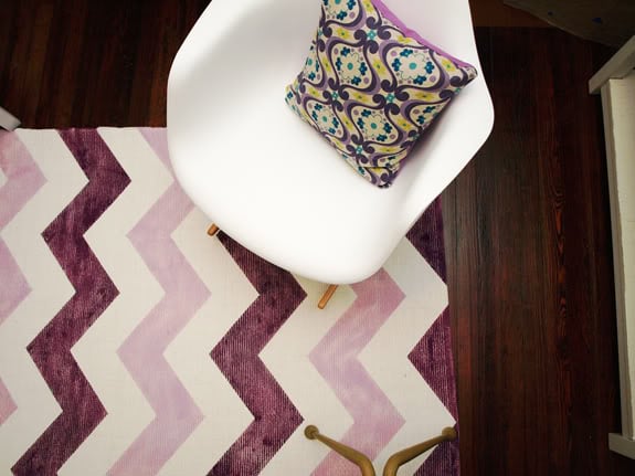 Perk up your patio or room with a multi-hued Chevron Rug.
Source: Little Green Notebook