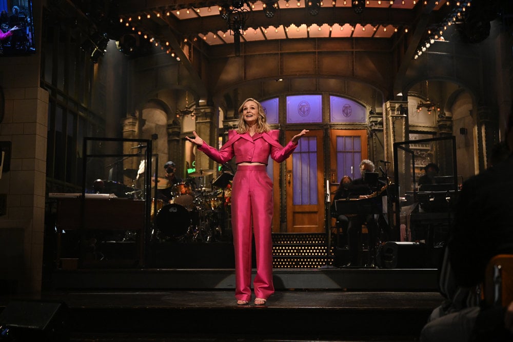 Carey Mulligan Wears a Hot-Pink Aliétte Suit to Host SNL