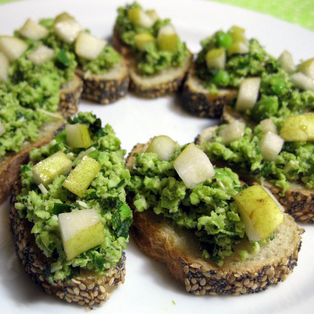 Edamame and Pear Crostini