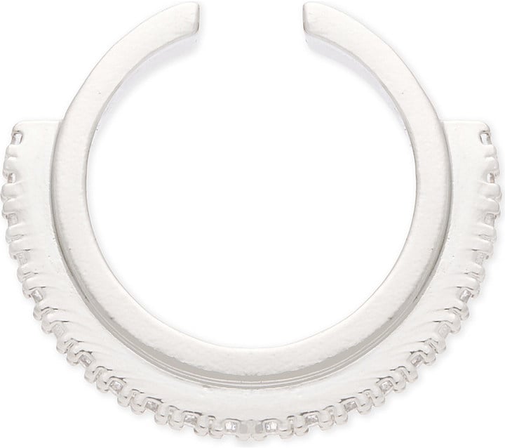 If silver is more your color, try this Astrid & Miyu Fiztgerald Rhodium Circle Ear Cuff ($31).