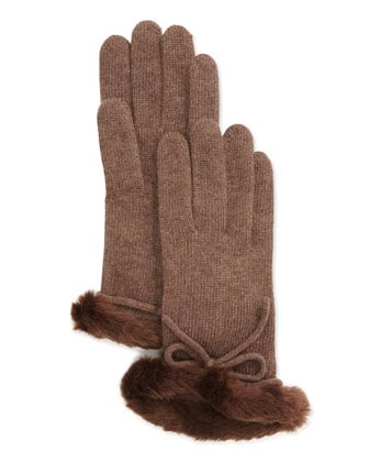 Portolano Cashmere Fur-Cuffed Gloves