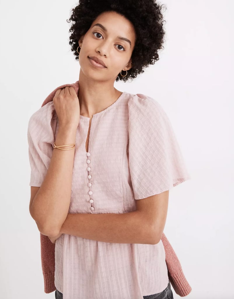 Madewell Courtyard Flutter-Sleeve Top