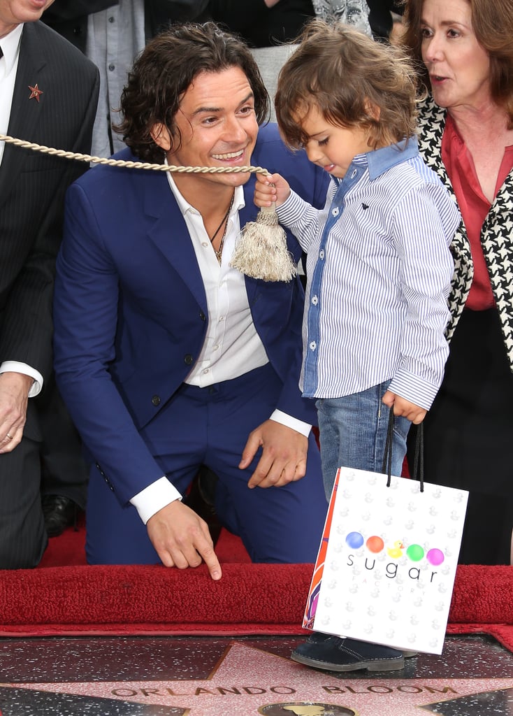 Orlando Bloom and Flynn at the Hollywood Walk of Fame