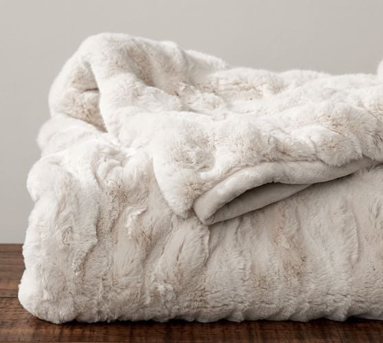 Faux Fur Ruched Throw