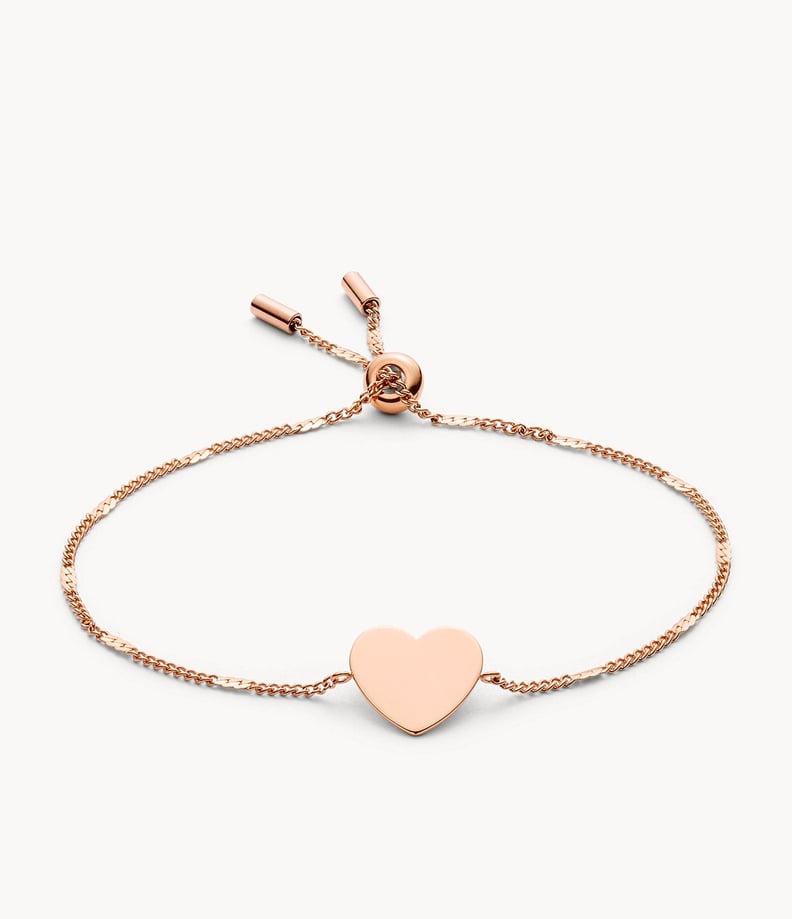 Fossil Heart Rose Gold-Tone Steel Bracelet