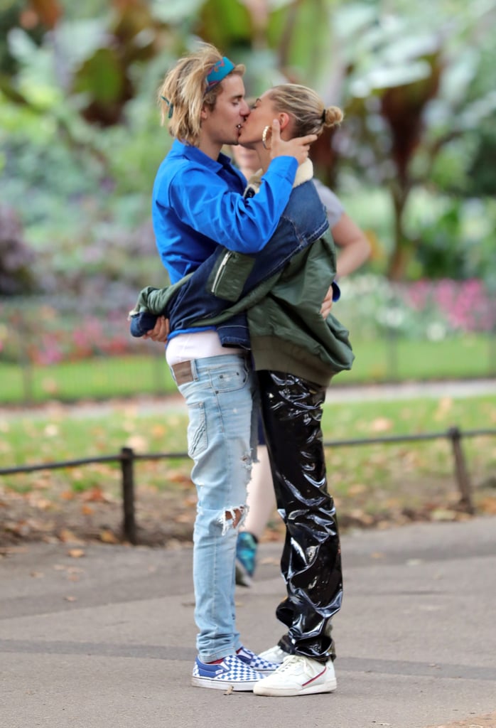 Hailey Baldwin Black Leather Pants With Justin Bieber 2018