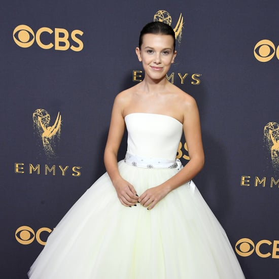 Millie Bobby Brown in White Calvin Klein Dress at 2017 Emmys
