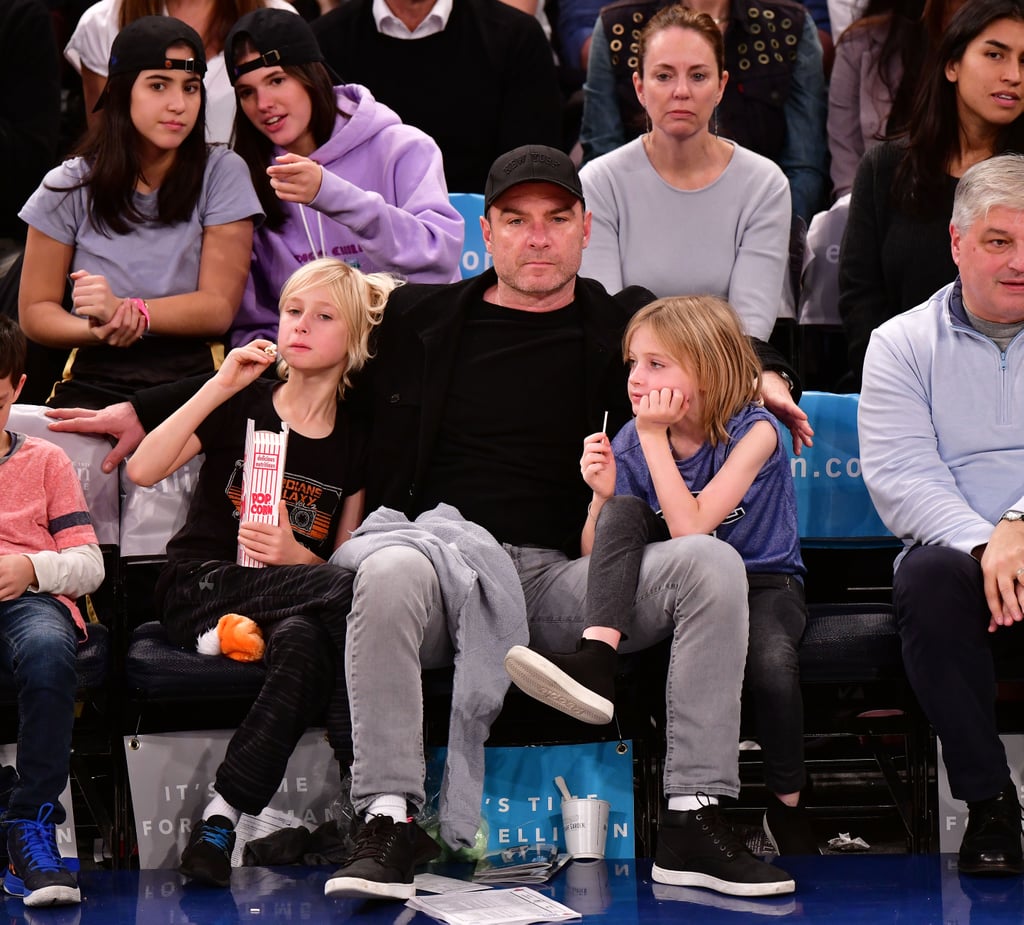 Liev Schreiber and His Sons at Basketball Game in NYC 2017