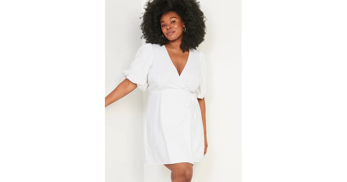 Old Navy Puff-Sleeve Waist-Defined Linen-Blend Mini Wrap Dress | 20 Old  Navy Minidresses Perfect For Work, Play, and Beyond | POPSUGAR Fashion  Photo 14