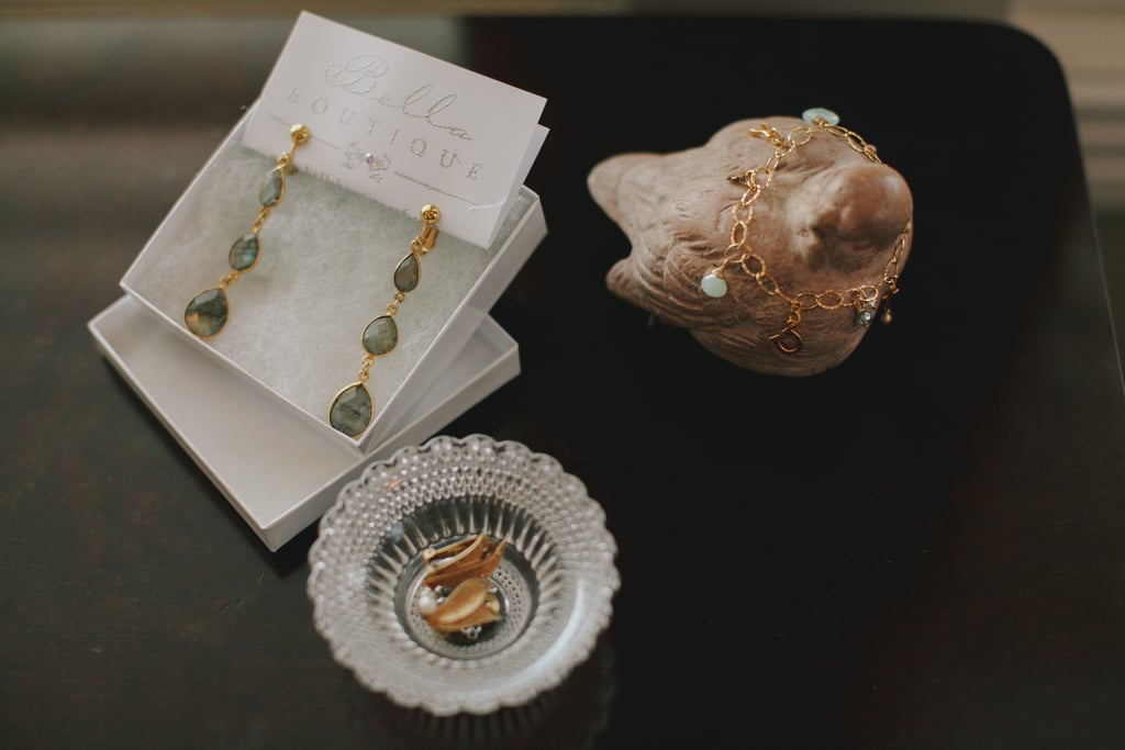The bride and bridesmaids' jewelry was made by hand from the ladies at Bella Boutique.