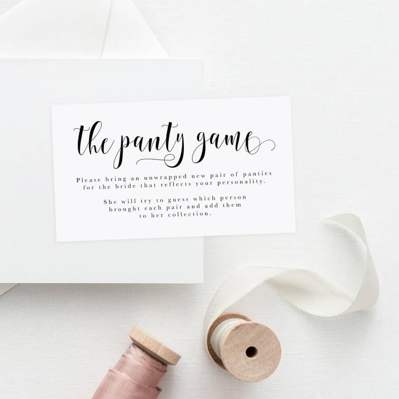 Printable Panty Bridal Shower Game